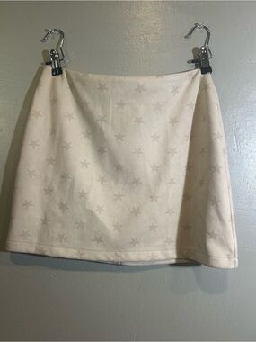 Cream Star-Print Mini Skirt - Casual Everyday Style